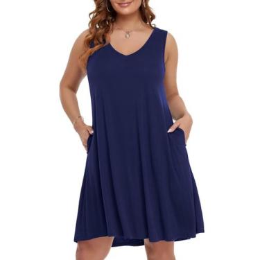 Imagem de Vestido BELAROI Vestido de verão feminino casual de praia plus size az