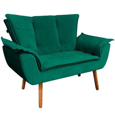 Imagem de Poltrona Namoradeira Pés Palito Charger Veludo Verde