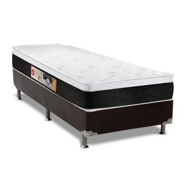 Imagem de Cama Box Solteiro: Colchão Espuma Castor D45 Black E White Air + Base Crc Suede Black(88X188)