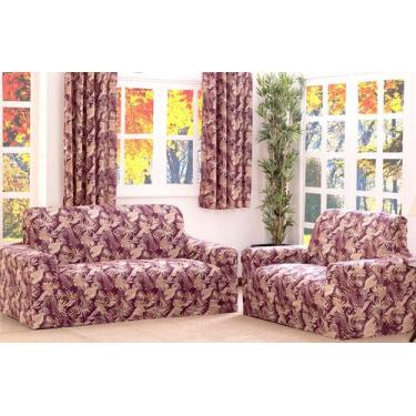Imagem de Kit 2 Pçs Capa Protetora de Sofá Padrão 2 e 3 Lugares Adere Estampado 