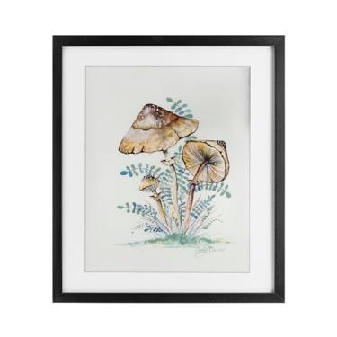 Imagem de Stupell Industries Impressão emoldurada preta trio de cogumelos da floresta natural sob vidro, design por Cady Driver, 53 x 43 cm