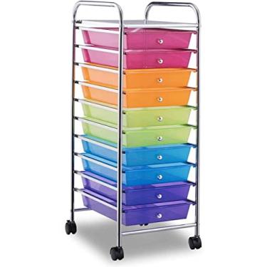 Imagem de ARLIME Carrinho de armazenamento de 10 gavetas, carrinho de 10 gavetas, carrinho organizador de rolos, organizador de papel para scrapbook, adequado para escritório e escola, ferramentas de