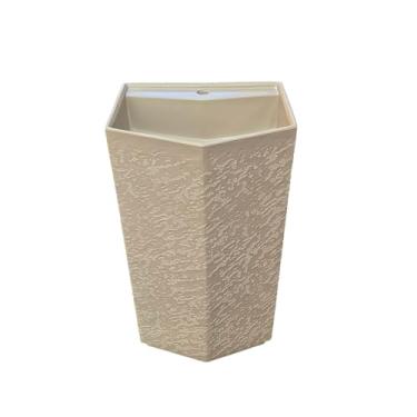 Imagem de HIGEINE Pia de banheiro com pedestal premium, pia de banheiro irregular de superfície sólida com orifício para torneira e porta de inspeção (86 cm de altura)