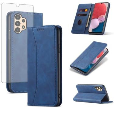 Imagem de Asuwish Capa carteira flip para celular Samsung Galaxy A13 4G/5G com protetor de tela de vidro temperado, fecho magnético, capa fólio, compartimento para cartão de crédito, suporte para A04s M13 G5 A