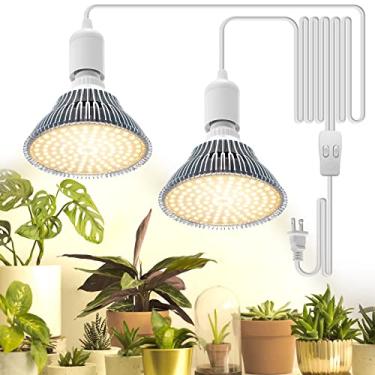 Imagem de Bstrip Luz de cultivo suspensa, 50 W (25 W x 2), um cabo de cabeça dupla, luzes LED de cultivo para plantas de interior, espectro total, luzes de cultivo para início de sementes, lâmpadas de plantas
