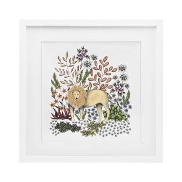 Imagem de Stupell Industries Impressão emoldurada selva selvagem leão branco sob vidro, design por Cecilia Battaini, 13 x 13