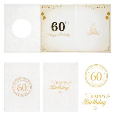 Imagem de IRENE Decorações de aniversário de 60 anos, livro de convidados de festa de aniversário de 60 anos de feliz aniversário de ouro branco para homens e mulheres cartão de assinatura alternativa para