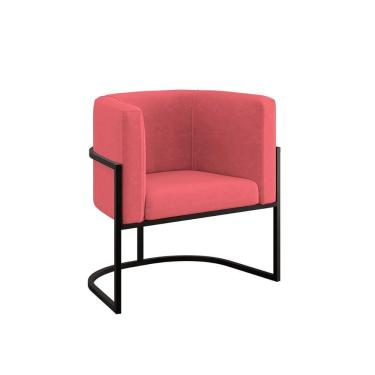 Imagem de Poltrona Cadeira Decorativa Lua Base De Ferro Black Rosa