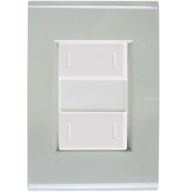 Imagem de Cj Placa Dois Interruptor Duplo Liz Verde Ardósia Tramontina Completo Pronto Tramontina