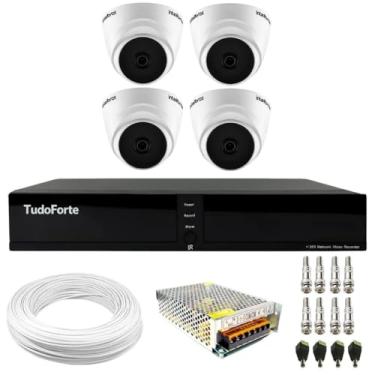 Imagem de Kit 4 Câmeras Intelbras VHL 1120 D Dome HD 720p 3.6mm Visão Noturna 20m + Dvr Tudo Forte TFHDX 3304 4 Canais