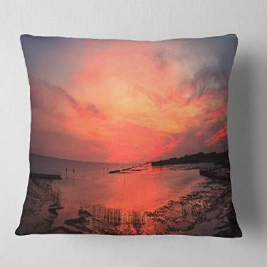 Imagem de Panorama excepcional do pôr do sol na paisagem marítima da Designart, sala de estar, sofá, almofada de alta qualidade + capa de almofada impressa em ambos os lados 45,72 cm x 45,72 cm