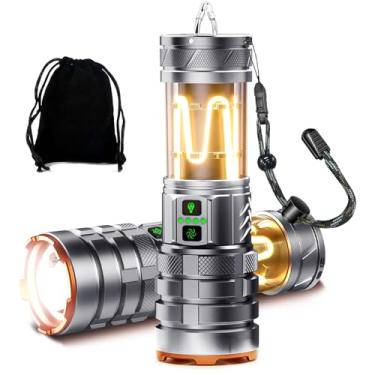 Imagem de Sensawaves Lanterna LED recarregável, lanterna de acampamento potente de alto lúmens, lanterna super brilhante com zoom com 11 modos, lanterna tática para uso ao ar livre, acampamento, caminhadas, uso