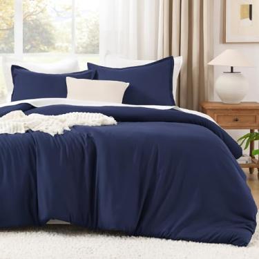 Imagem de Litanika Conjunto de edredom solteiro GG azul índigo - conjunto de cama extralongo de 2 peças para dormitório universitário, conjunto de cama para todas as estações para meninas e meninos