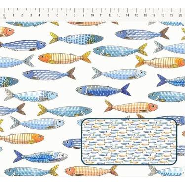 Imagem de Tecido Tricoline Digital sardinhas coloridas 50 x 150 cm