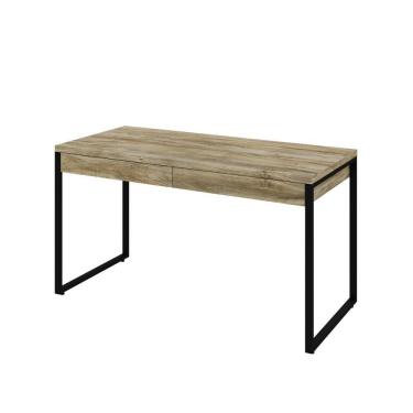 Imagem de Mesa Kuadra Office 135x60x75cm C-02 Gavetas Carvalho - Est.preta Carvalho - Est.preta