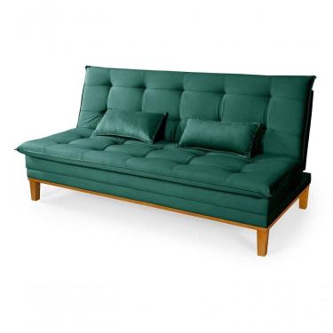 Imagem de Sofá Cama Reclinável Casal 1,84m Island Suede Verde Premium