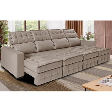 Imagem de Sofá Retrátil E Reclinável 3,20m Molas Ensacadas E Costura Tripla Cama Inbox Nobre Suede Bege