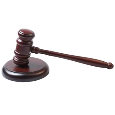 Imagem de Conjunto de martelo legal com martelo de madeira de faia (cabo de 25 cm), bloco de som de leilão, feito à mão para advogados, professores, decoração de escritório