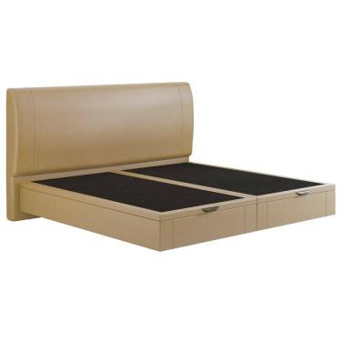 Imagem de Cama King Baú Flutuante Com Cabeceira 195cm Spazio S04 Couríssimo Bege - Lyam Decor