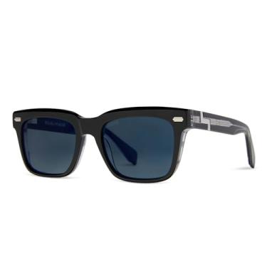 Imagem de KIAURA Óculos de sol EICHLER Premium UV400, tamanhos XL e original, armações de acetato com memória de forma, lentes resistentes a arranhões, dobradiças flexíveis de mola, cristal preto, Cristal preto