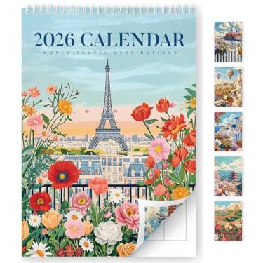 Imagem de Calendário 2026, calendário mensal de parede 2026 de janeiro a dezembro de 2026, tamanho A4 de 12 meses, 21 x 29,7 cm, pendurado em espiral com encadernação de fio duplo, perfeito para casa ou