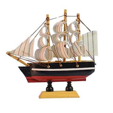 Imagem de SEWACC 1 peça de decoração de barco à vela de madeira, modelo náutico criativo de veleiro para decoração de casa, cor fresca para formaturas, aniversários, design exclusivo