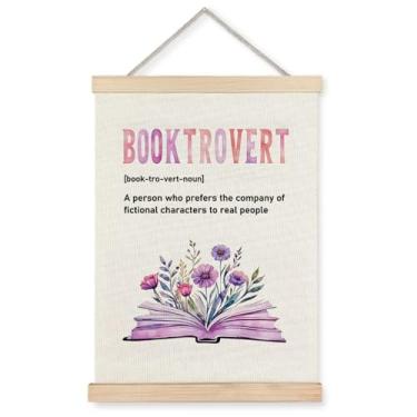 Imagem de Exqcom Decoração de parede de leitura para amantes de livros florais, pôster de arte de parede com definição de Booktrovert, pôsteres florais roxos para sala de leitura, sala de aula, sala de aula, 30