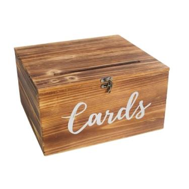 Imagem de MotiveTech Caixa para Cartões de Casamento, com Compartimento, Versátil, Elegante, Porta-Cartões e Cofrinho para Festas de Casamento, Aniversários, Formaturas e, Marrom