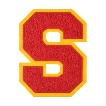 Imagem de 1 peça de patch de letra de chenille vermelho de 11,4 cm – Remendos do alfabeto para roupas, jaquetas, mochilas, chapéus para decoração personalizada, nome personalizado e artesanato. (P)