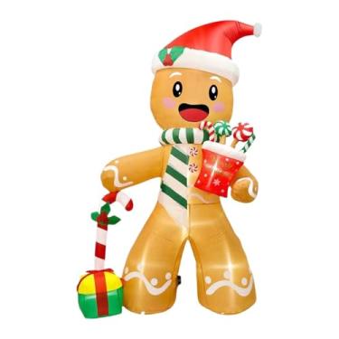 Imagem de Fancyes Enfeite Inflável de Gengibre em Forma de Boneco, Decoração Natalina Inflável para Jardim, com Luz Embutida, Feito de Poliéster, Ideal para Festas de F