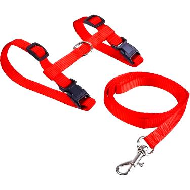 Imagem de Coleira Guia Peitoral para Gato Regulável Pet Passeio Cor:Vermelho