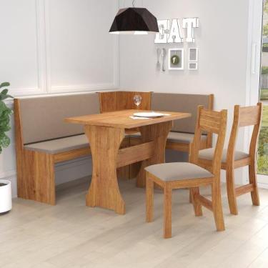 Imagem de Conjunto Canto Alemão 4 Lugares com Mesa e 2 Cadeiras Rock Estofadas -