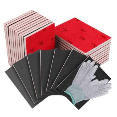 Imagem de Conjunto de esponja de lixa de 32 peças, 12 graus diferentes de bloco de lixamento 180-3000 grãos, papel de areia reutilizável molhado e seco 10 x 7,6 cm para paredes de drywall de madeira de metal
