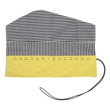 Imagem de Bolsa de agulha de crochê amarela dobrável à prova d'água tecido Oxford portátil organizador de suporte de agulhas de tricô para viagens em casa entusiastas de tricô