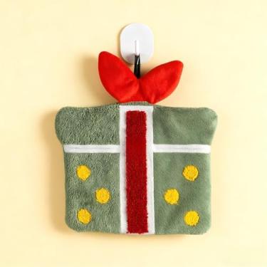Imagem de Toalha de mão de veludo de Natal lenço de cozinha banheiro fofo homem de gengibre boneco de neve toalhas penduradas decoração de natal (caixa de presente)