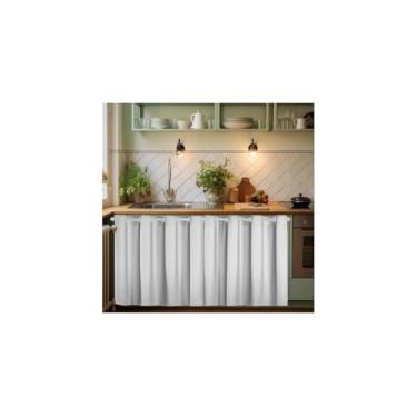 Imagem de Cortina de Pia em PVC, Branca, 138cm x 80cm, Decorativa, para Organização de Cozinha