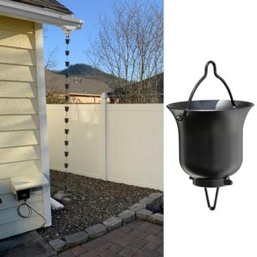 Imagem de WEBSID Calhas de desvio, correntes de chuva de alumínio para calha, decoração de sistema de captura de água de chuva, corrente coletora de chuva de 2,4 m, 2,6 m, 3 m, sinos de chuva, fácil instalação