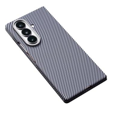 Imagem de FWYANZH Capa magnética para Samsung Galaxy Z Fold 7, película protetora de tela integrada, fina, textura de fibra de carbono, capa de proteção contra quedas, cinza, dobra 7