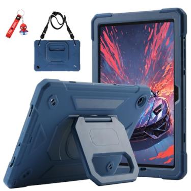 Imagem de Capa infantil para Galaxy Tab A11+ Plus/A9 Plus de 11 polegadas com suporte mágico giratório, chaveiro/alça de ombro, capa militar atualizada para Samsung Galaxy A11+/A9+ (azul marinho)