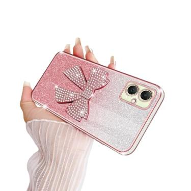 Imagem de TSAYGFK Capa para celular Samsung Galaxy-A05 luxuosa com laço 3D em TPU macio com cordão à prova de choque para meninas e mulheres, rosa coral