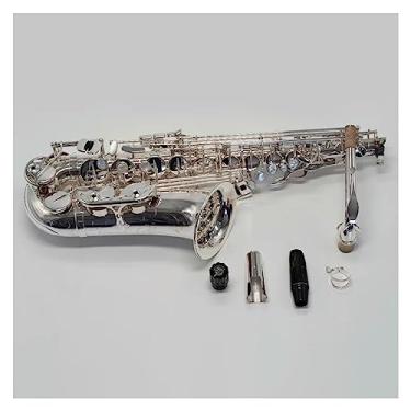Imagem de Saxofone tenor Bb profissional banhado a prata instrumento musical de saxofone tenor com estojo e acessórios