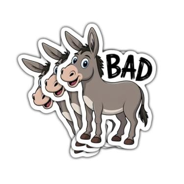 Imagem de 3 adesivos Bad Donkey Donkey para fazendeiros, fãs de mulas, fazendeiros, crianças, adultos, decalques de vinil humor animal de fazenda para laptop, carro, álbum de recortes, hidroflask, tablet