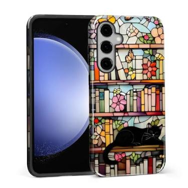 Imagem de DAIZAG Capa para Samsung Galaxy S23 FE, amante de leitura de estante literária de gatos design de corpo inteiro - proteção híbrida TPU macio + PC rígido, capa protetora à prova de choque resistente a