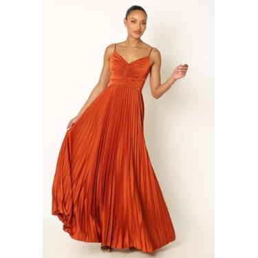 Imagem de Petal & Pup Vestido longo plissado Naira feminino laranja pôr do sol, Laranja pôr do sol, 38