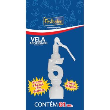 Imagem de Vela Aniversário Número 5, Festcolor 104988, Rosa/Azul, Festcolor, 104988, Rosa/Azul