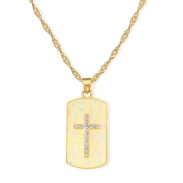 Imagem de BYETOCE Colar com pingente de cruz delicada para mulheres, pingente de cruz de ouro de zircônia cúbica simples joia crucifixo para mulheres, aniversário, dia dos namorados, Natal, presentes, Latão