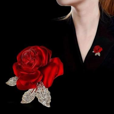 Imagem de 1 peça broche de rosa elegante broche de lapela de luxo para roupas terno chapéu cachecol acessórios de xaile
