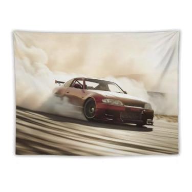 Imagem de HouLaiZhe Tapeçaria de carro Drift Jdm carro S15 esportes pendurar na parede quarto decoração de casa tapeçarias estética piquenique decoração de parede arte de parede para dormitório sala de estar