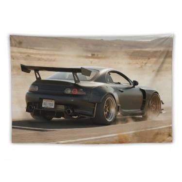 Imagem de HouLaiZhe JDM Tapeçaria de carro preto guerreiro velocidade carro esportivo Sup pendurar na parede quarto decoração de casa tapeçarias estética piquenique decoração de parede arte de parede para