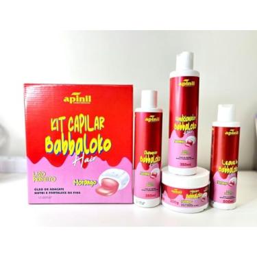 Imagem de Apinil Kit Capilar Babbaloko Hair Morango, Liso Perfeito, Óleo de Abacate, Shampoo 350ml, Condicionador 350ml, Máscara 300g, Leave-in 200ml